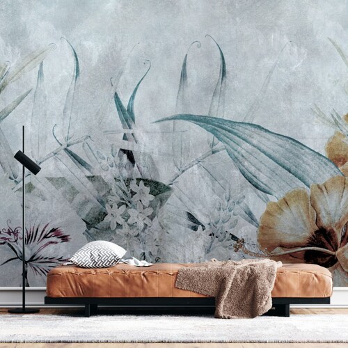 Dark Floral Removable Wallpaper Large Flower Peel and Stick Etsy