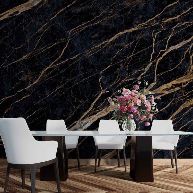 Shades of Black and Gold Marble Wall Art Wall Mural Wallpaper Etsy