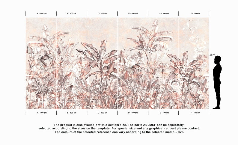 Pink Tropical Wallpaper Mural: Banana Leaf Peel & Stick image 6