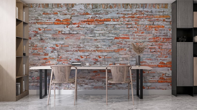 Red Brick Wall Wallpaper: Old Style, Peel and Stick, Removable image 1
