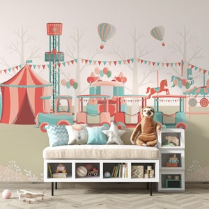 Fun Fair Circus Wallpaper: Nursery Decor, Peel and Stick
