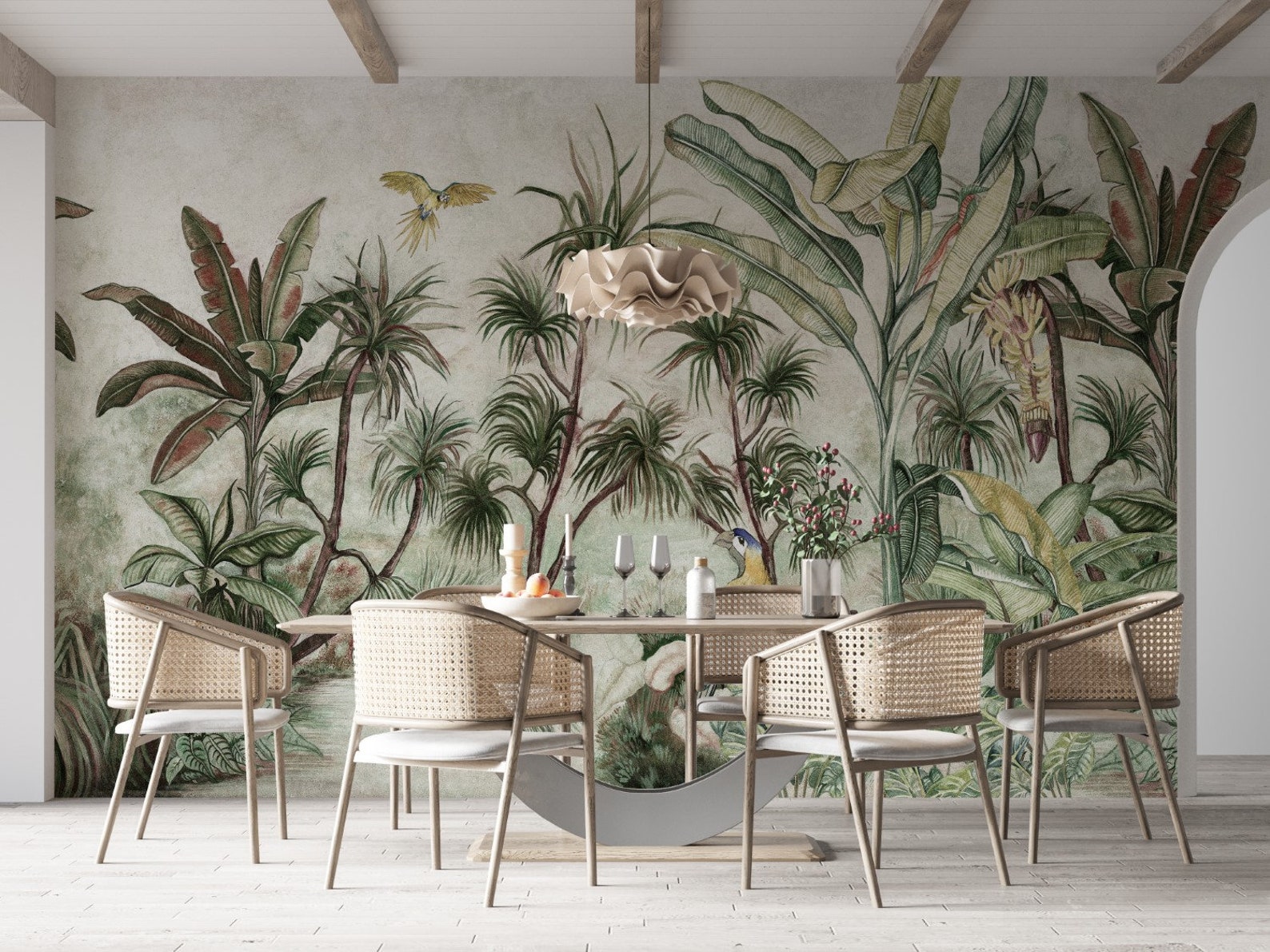Tropical Jungle Mural Wallpaper, Botanical Peel and Stick Wall Art - Etsy