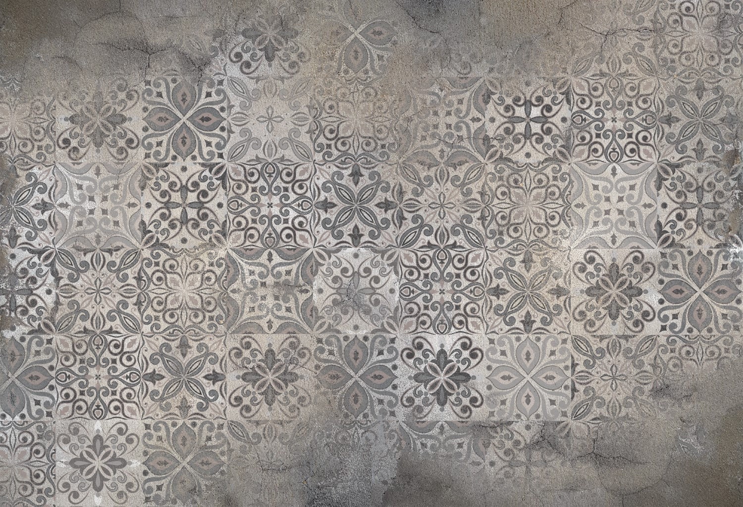 Damask Design Wallpaper Blue Brown and Beige Colour Peel and | Etsy