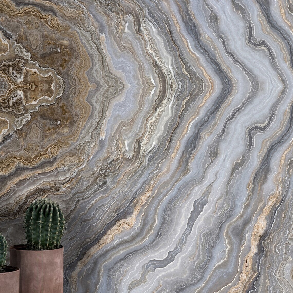 Marble Abstract Design Shades of Brown Golden Look Grey Etsy