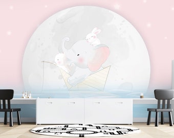 Moon Baby Room Wallpaper: Scandinavian Peel and Stick Wall Art