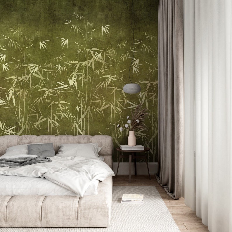 Removable Chinoiserie Trees Wallpaper Peel and Stick Wall Etsy