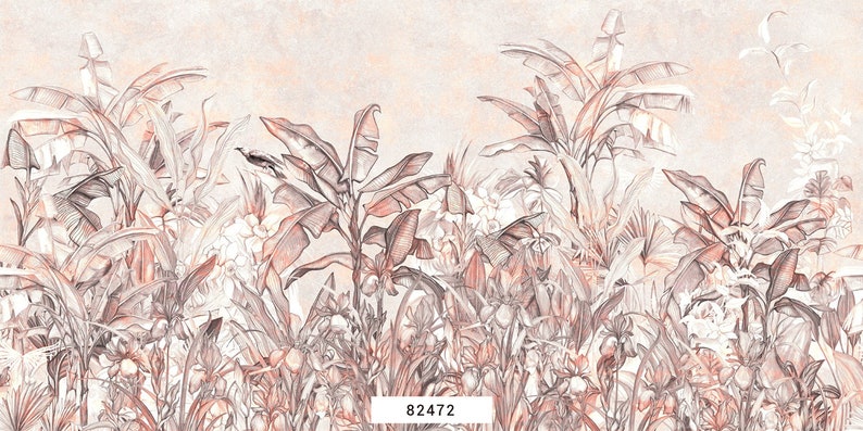 Pink Tropical Wallpaper Mural: Banana Leaf Peel & Stick image 5