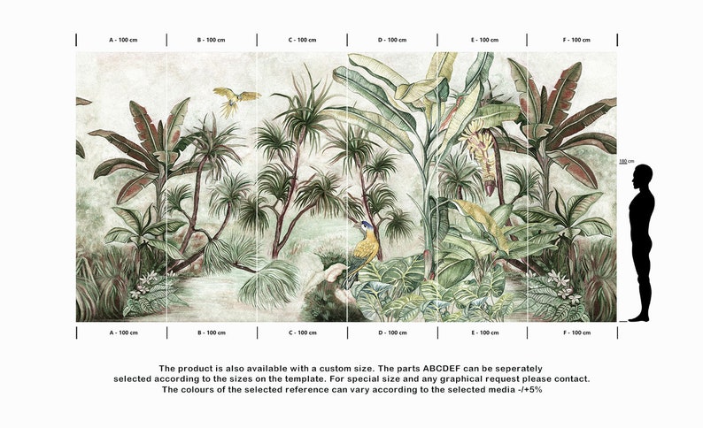 Tropical Jungle Mural Wallpaper, Botanical Peel and Stick Wall Art - Etsy