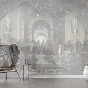 School of Athens Painting: Engraved Fresco Peel and Stick Wall Art