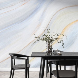 Abstract Marble Wallpaper: White Gold Peel and Stick Wall Decor