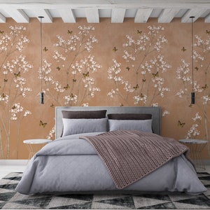 Chinoiserie Floral Wallpaper: Peel and Stick Mural, Classic Art