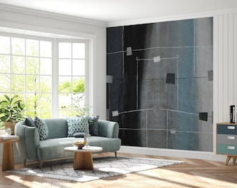 Moderne geometrische Linie Kunsttapete: Schälen und Aufkleben Wandbild