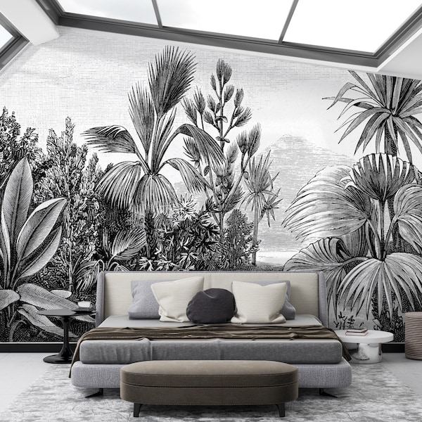 Tropical Mural Wallpaper Etsy
