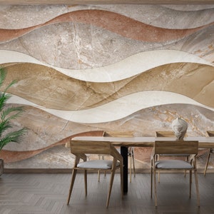 Mural de pared con ondas de mármol gris - Papel pintado autoadhesivo