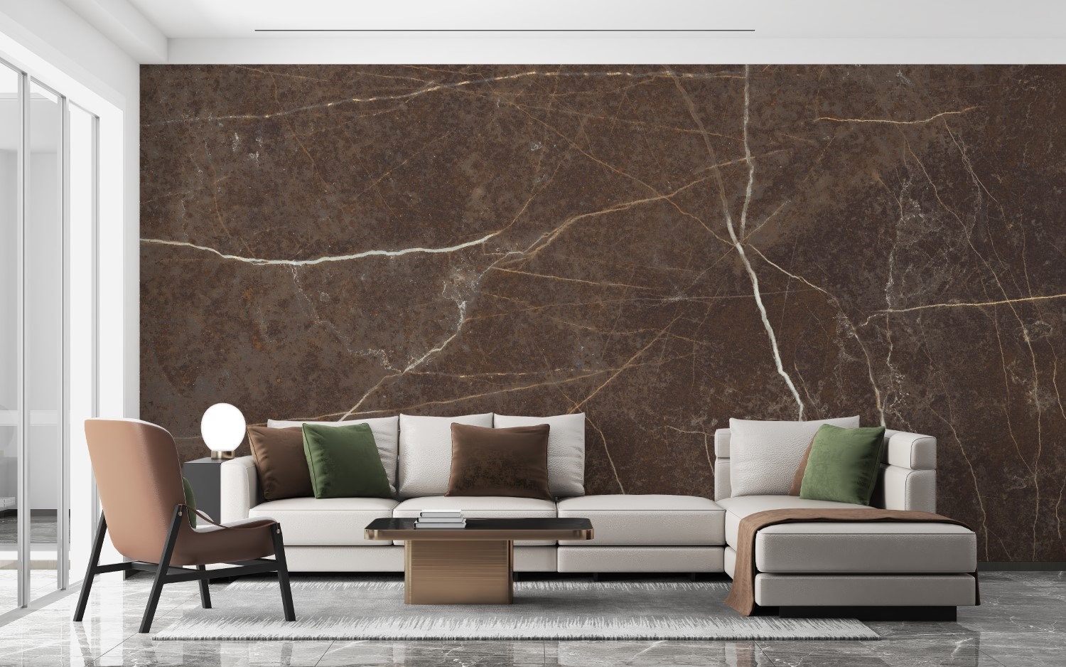 Shades Of Brown Marble Wall art Wall mural Wallpaper Peel and Etsy
