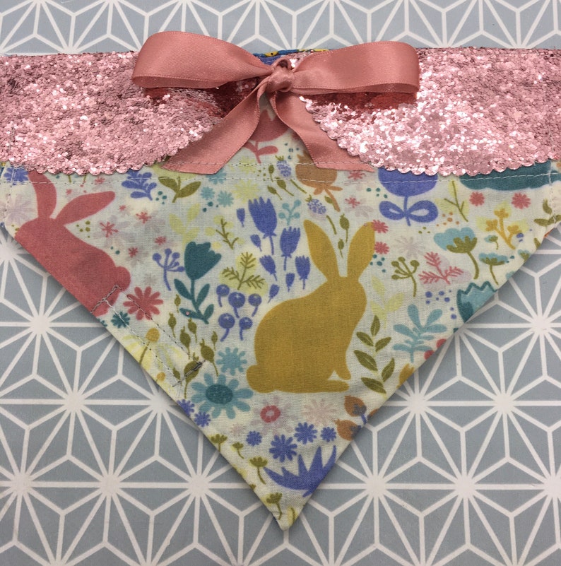 Small Easter bunny pet bandana with Peter Pan collar /& bow