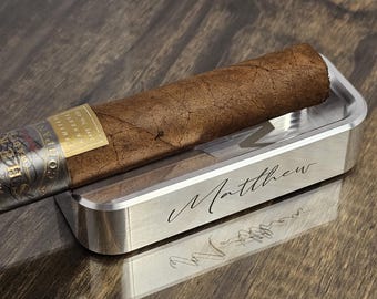 Cigar Tray Pocket Size Billet Aluminum Gift for Him, Monogram Cigar Ash Tray, Gift For Men, Groomsmen gift, Personalized Wedding Gift