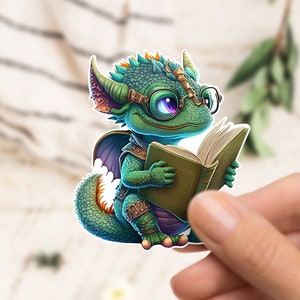 Cute Dragon Bookworm Sticker