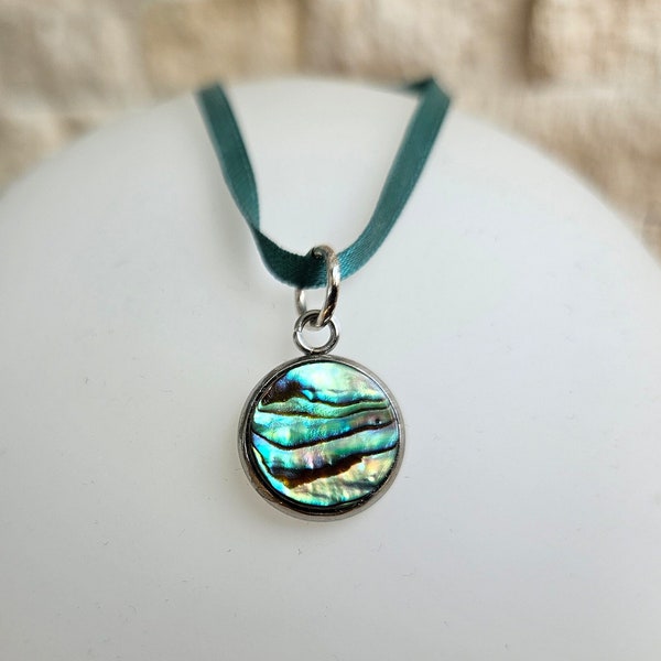 Anhänger Paua Abalone Muschel aus chirurgischem Edelstahl 12 mm