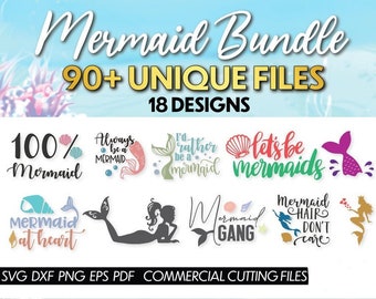 Mermaid Bundle SVG, Mermaid Designs Svg, Mermaid Svg File for Cutting Machine, Silhouette Cameo, Cricut, Commercial Use Digital Designs