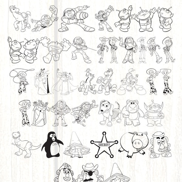 Toy Story svg  35+  files Outline Bundle cut file, clipart, png, pdf
