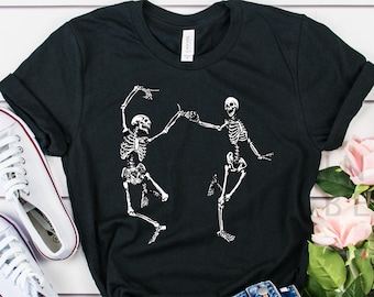 Skeleton Dancing Halloween Tee Shirt, Soft Dancing Skeletons Halloween Tee, Dancing Skeletons Shirt, Halloween Party Shirt