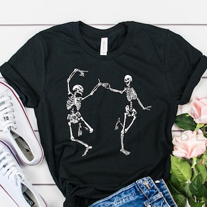 Skeleton Dancing Halloween Tee Shirt, Soft Dancing Skeletons Halloween Tee, Dancing Skeletons Shirt, Halloween Party Shirt