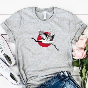 Japanese Crane Shirt, Aesthetic Shirt, Aesthetic Clothing, Japanese Aesthetic, Japan Shirt, Japanese Art