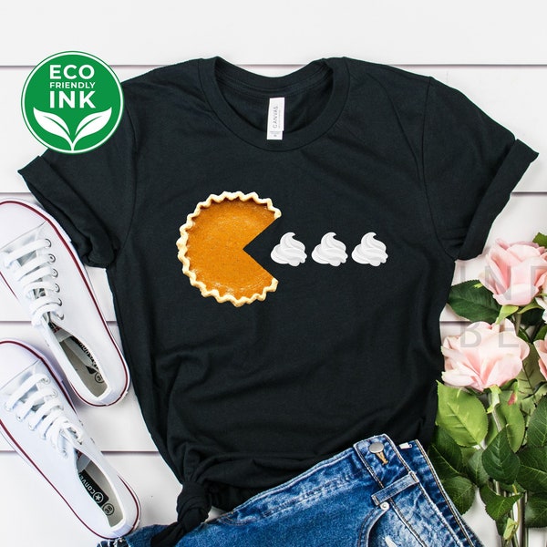 T-shirt citrouille | Chemise d’Halloween | Cadeau gourmand | Chemise Pac Man | Gamer Nerd Halloween Geek Programmeur Chemise | Fantômes mangeurs de citrouilles cool