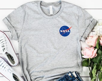 NASA Logo Shirt / Long Sleeve / Hoodie Nasa Pocket, Nasa Space Tees, NASA Shirt for Women, Cool Nasa T-shirt