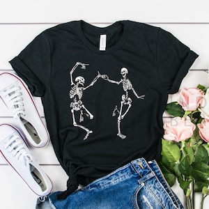Skeleton T-shirt, Dancing Skeletons Shirt, halloween shirt, graphic shirt,aesthetic shirt,tumblr clothing, grunge shirt,soft grunge, dancing
