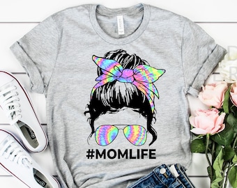 Mothers Day Mom Life Mama #Momlife Messy Bun Skull Cool Mom Shirt / Long Sleeve / Hoodie / Gift for Mother / Mommy Tee Shirt, Gift for Mom