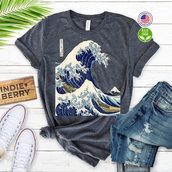 T-shirt Great Wave Off Kanagawa, chemise Japon, chemise grunge japonaise cool, chemise esthétique, vêtements Kawaii, Hokusai, t-shirt japonais