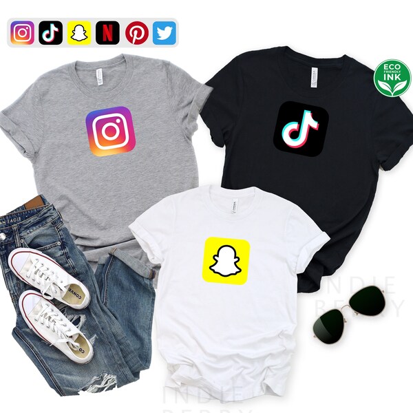 Instagram Shirt, TikTok Shirt, Snapchat Shirt, Pinterest Shirt, Soft Instagram Logo T-shirt, Custom Social Media Halloween Christmas Shirt