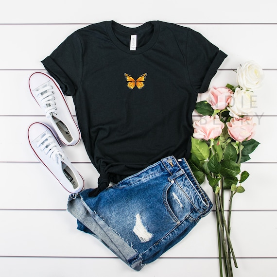 Cute Butterfly Shirt, Soft Butterfly Shirt, Women's Butterfly Shirt, Monarch Orange Butterfly T Shirt, Aesthetic Clothing Mariposa Butterfly