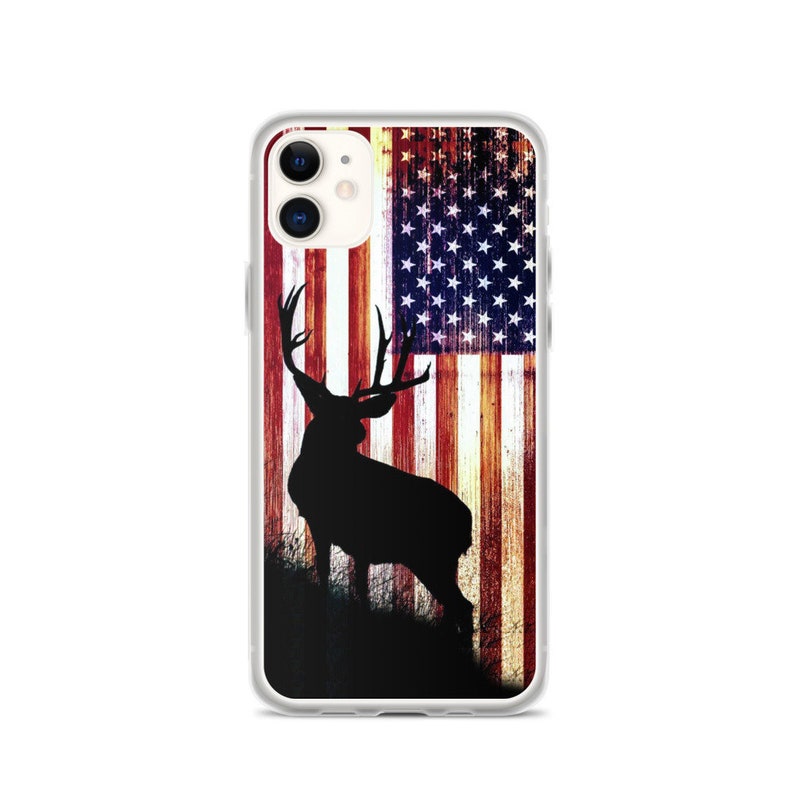 Hunter Elk Deer Buck Hunters Bow Hunting USA Patriot Flag iPhone SE 2020 / 7 / 8 / Xs / XR / 11 / 11 Pro / 12 / 12Pro Case 画像 1