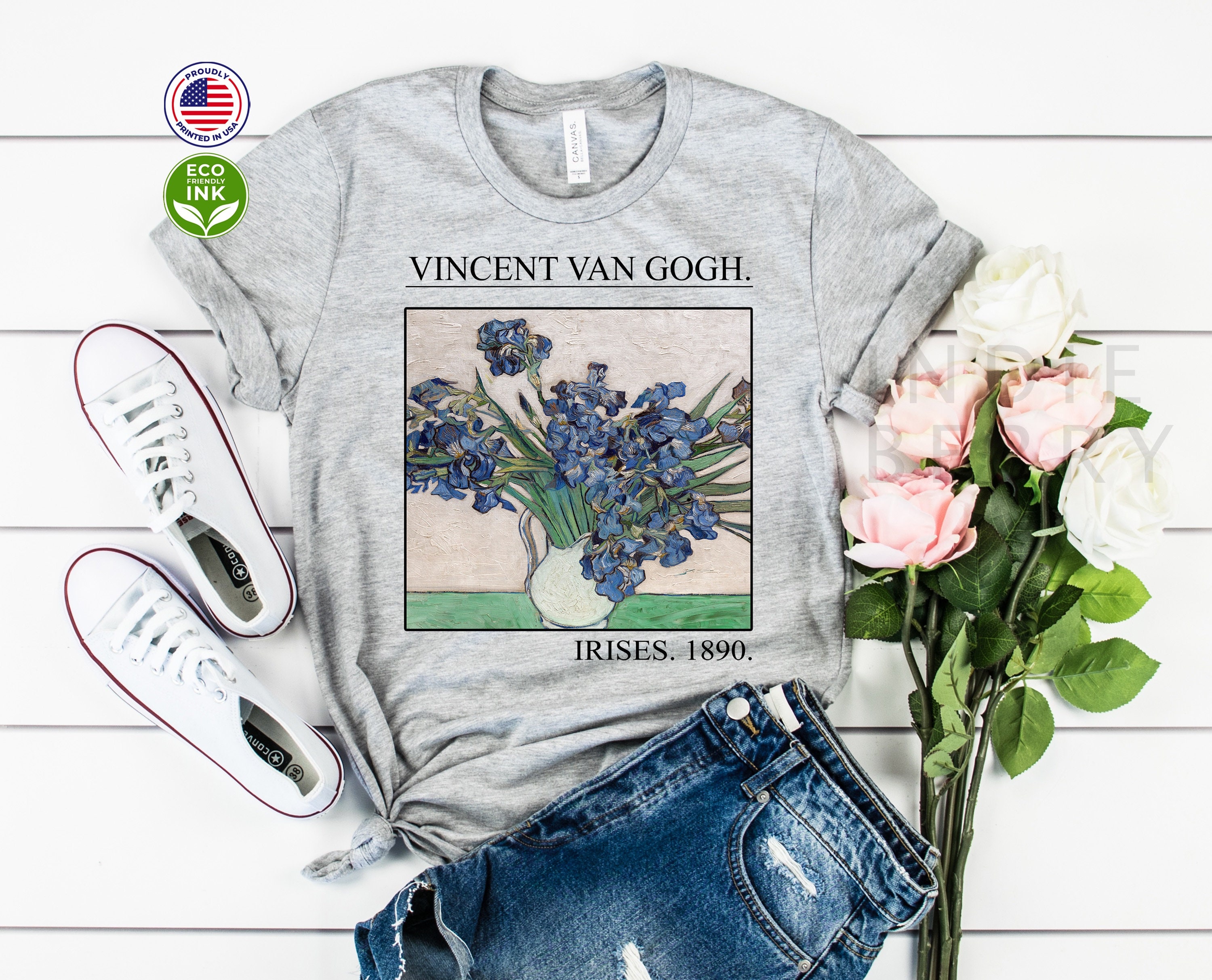 Van Gogh Irises Shirt, 1890 Classic Art Vintage Aesthetic Clothing