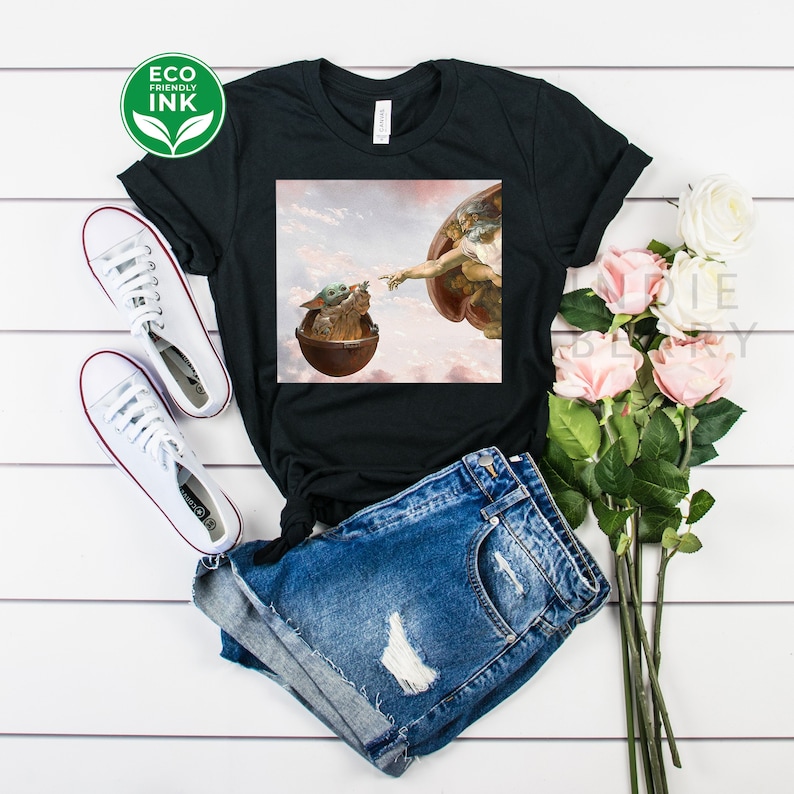Baby Yoda Shirt Funny Baby Yoda Renaissance Michelangelo Etsy