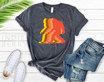 Vintage Bigfoot Shirt, Sasquatch, Big foot T-shirt, Cool Yeti Colorful Retro Sasquatch Clothing