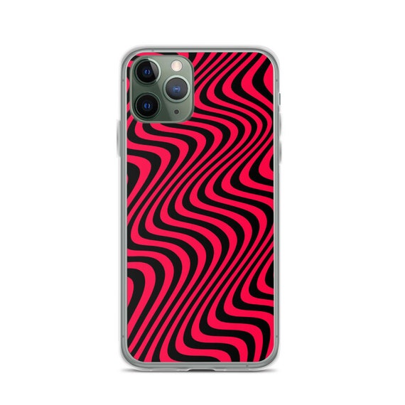 Red and Black Pewdiepie iPhone Case Wave Pattern Psychedelic Wavy