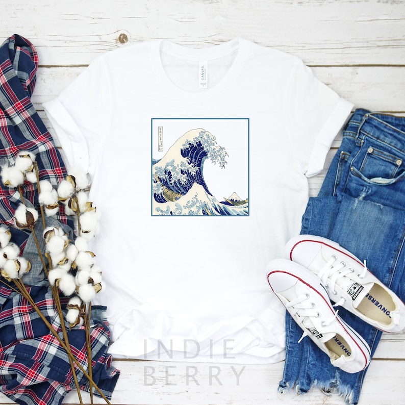 The Great Wave Off Kanagawa Shirt, Cool Japans Shirt, Japans Grunge Shirt, Esthetisch shirt, Kawaii kleding, Hokusai, Japans t-shirt afbeelding 4
