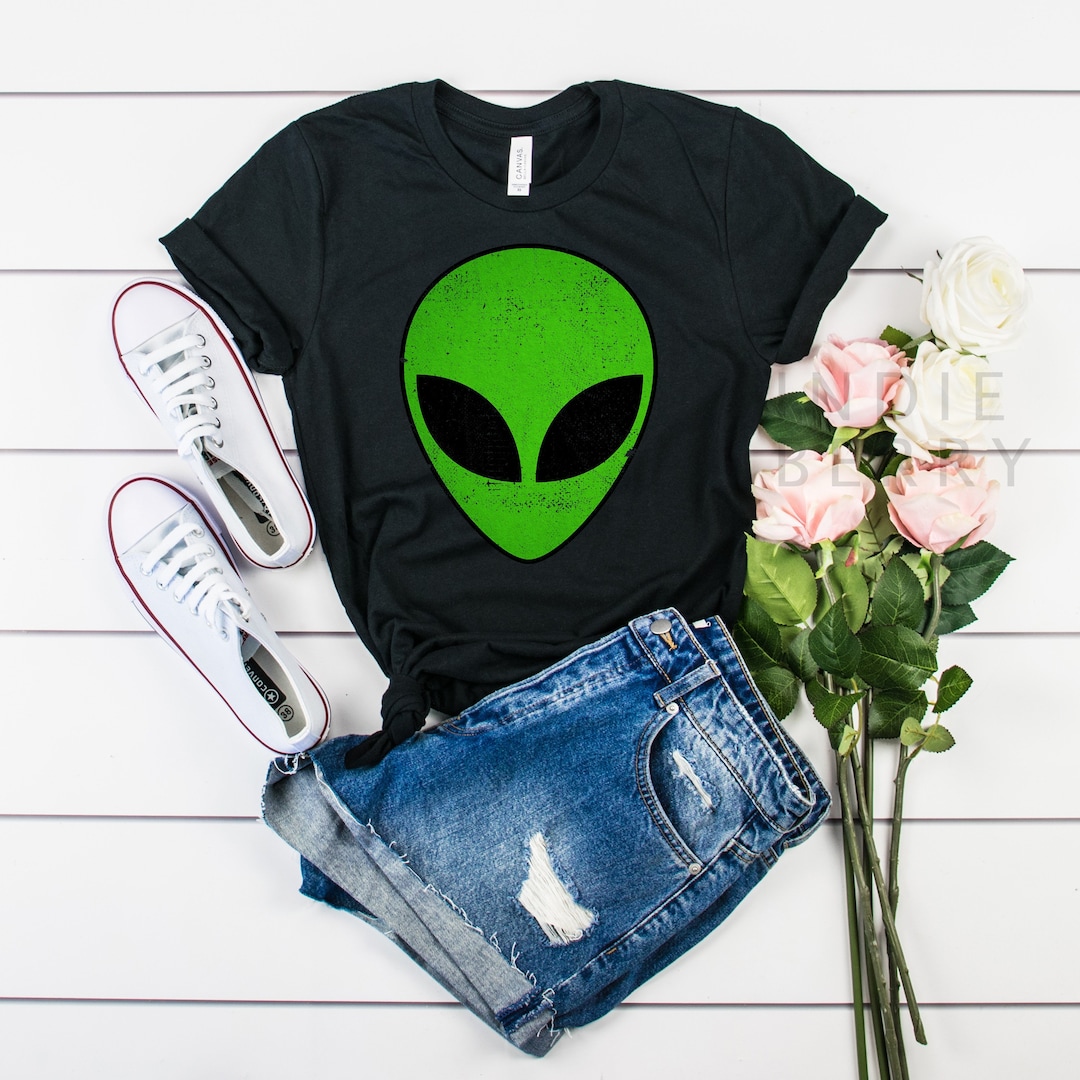 Green Alien Head Shirt: Unisex Cotton Blend Tee - Etsy