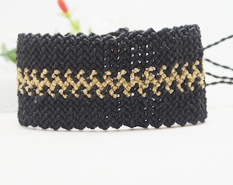 Wide black macramé bracelet / macramé bracelet / black handmade bracelet / macramé bracelet /minimalist bracelet/ Personalized Jewelry