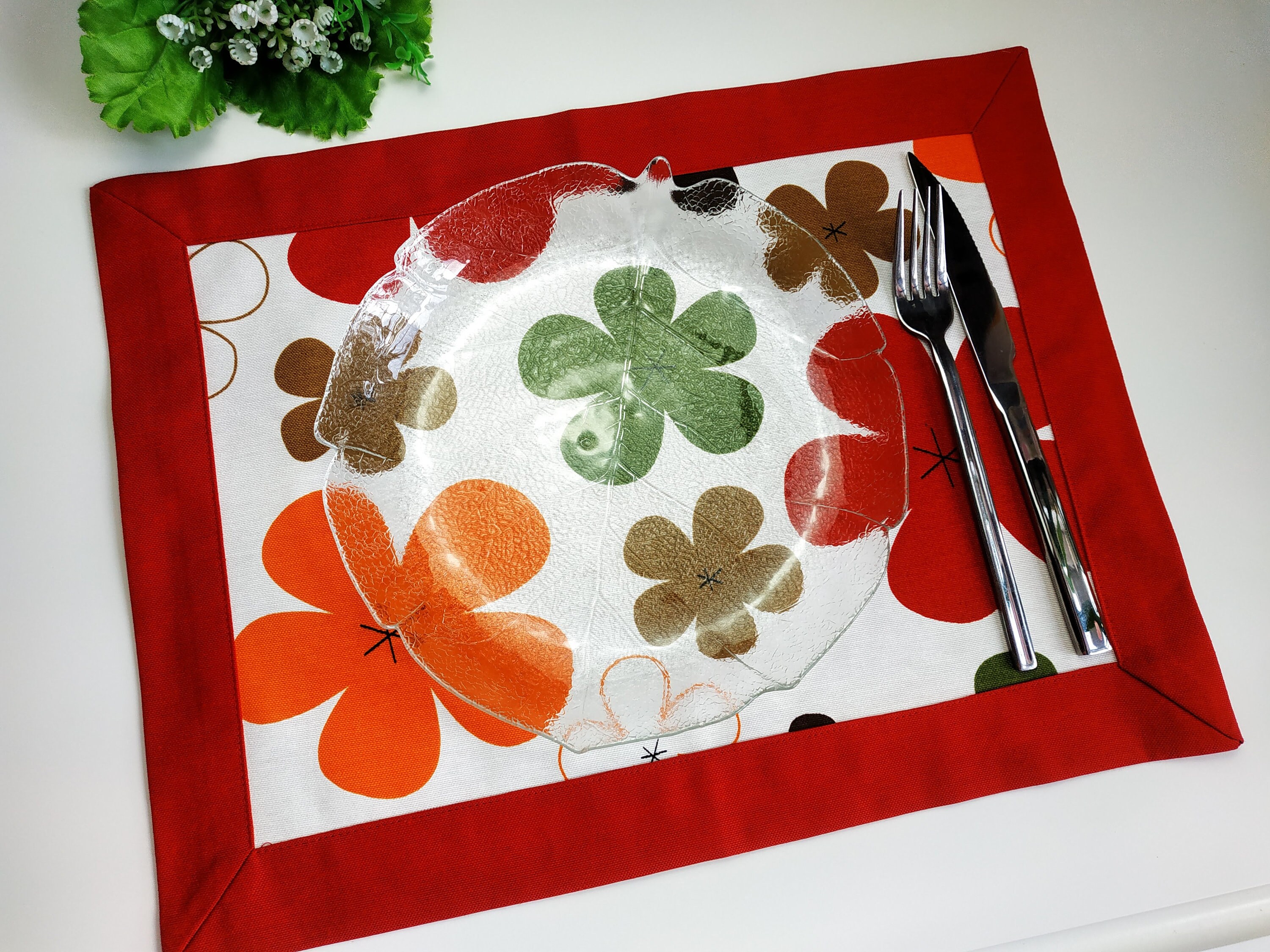 Red placemats set of 4 or 2 doublesided placemat with Etsy