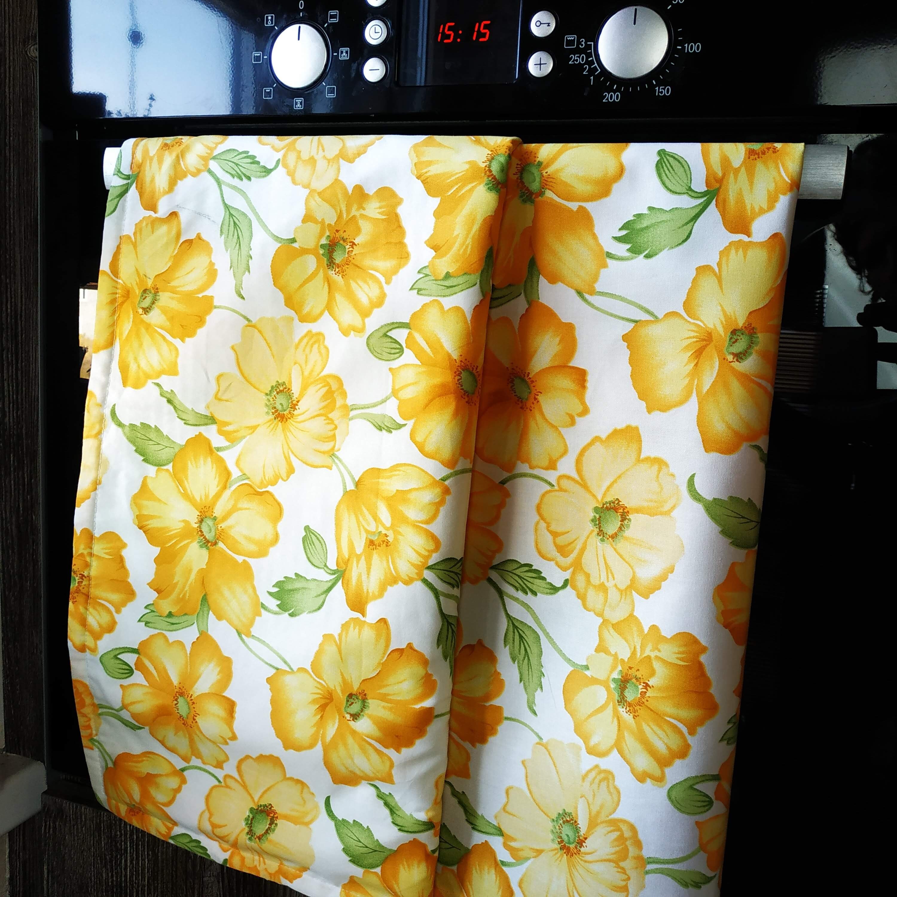 Yellow kitchen towels tea towels with a flower print english Etsy