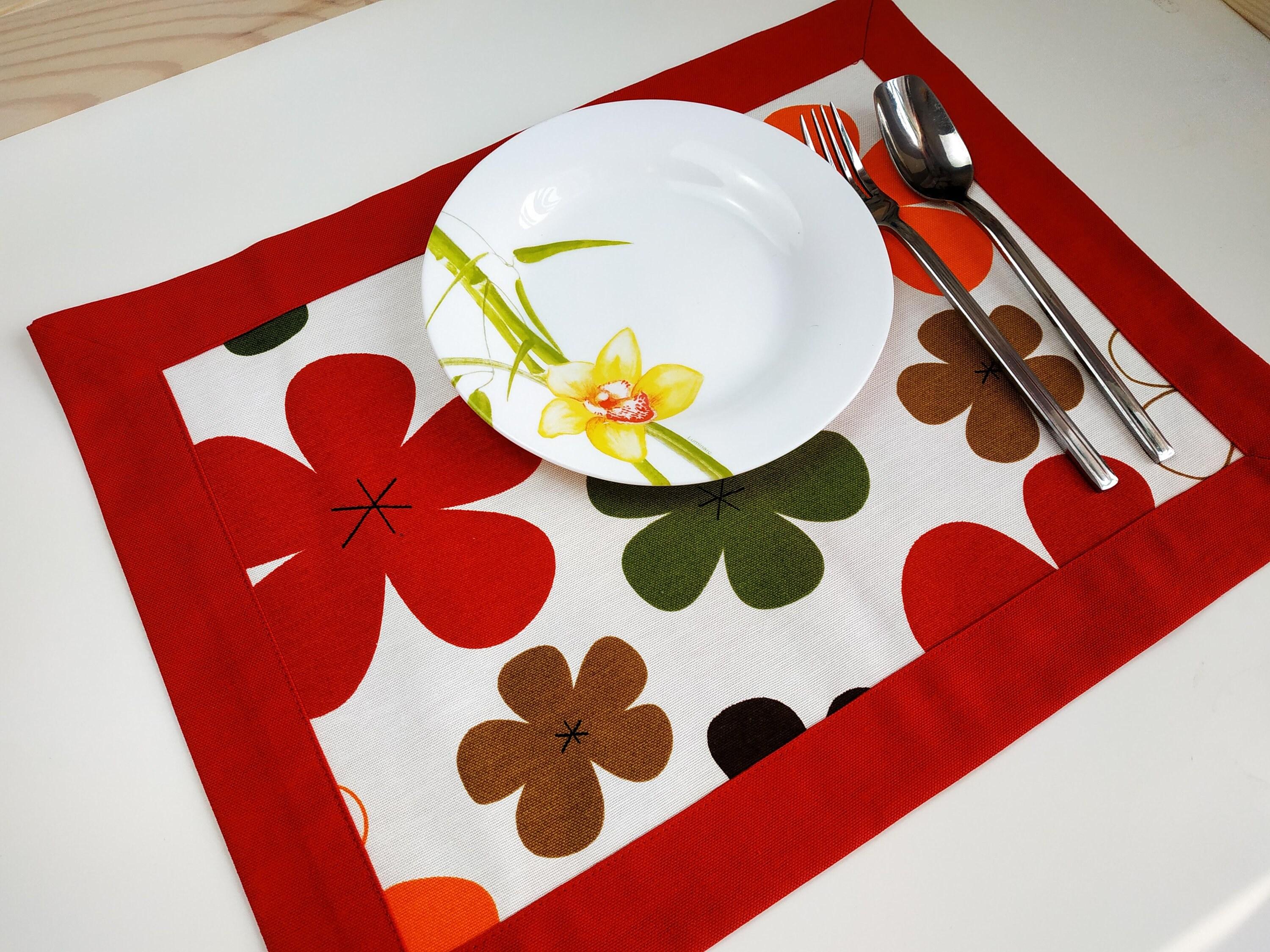 Red placemats set of 4 or 2 doublesided placemat with Etsy