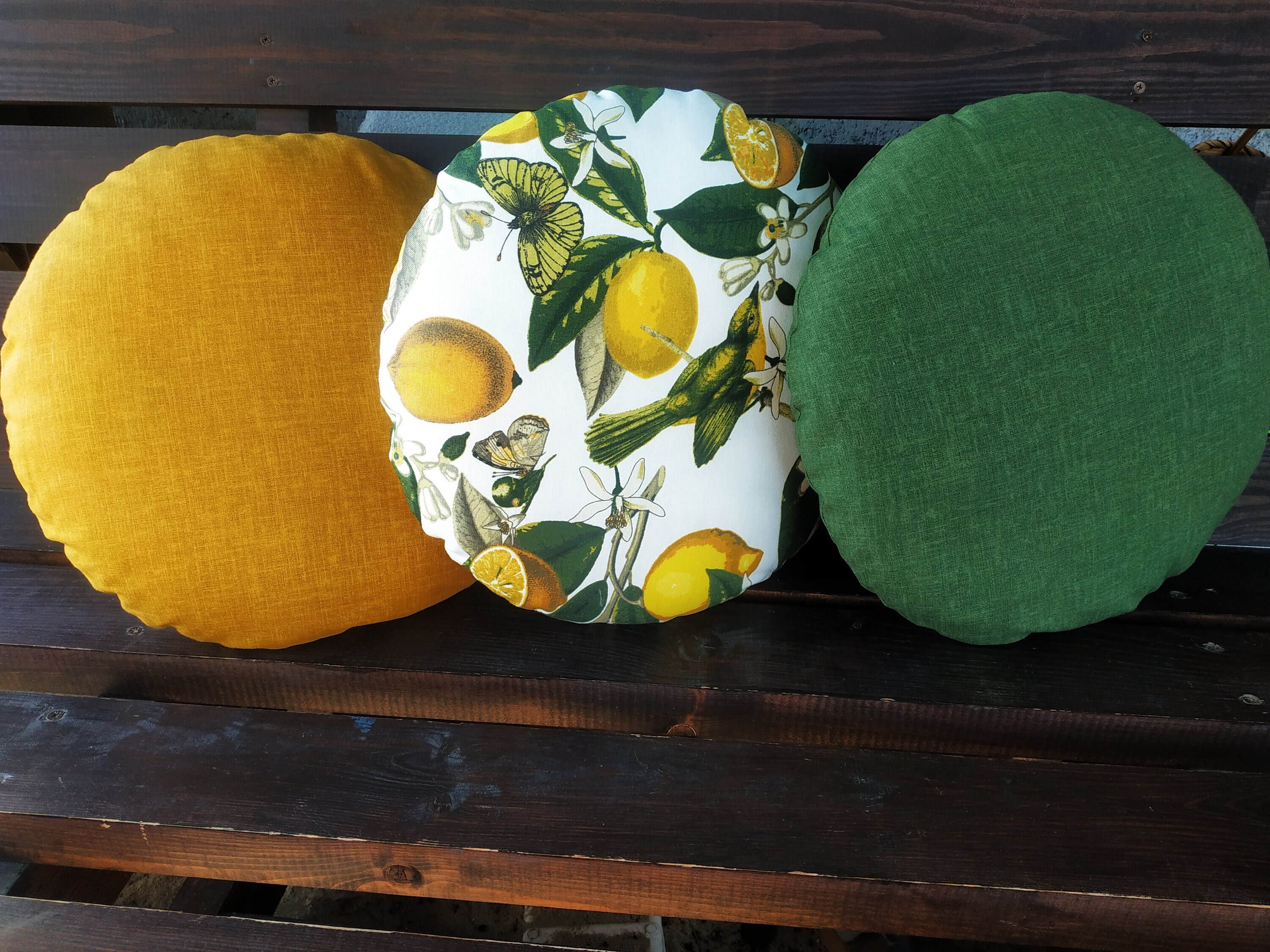 Outdoor throw pillow with lemons round pillow with Etsy