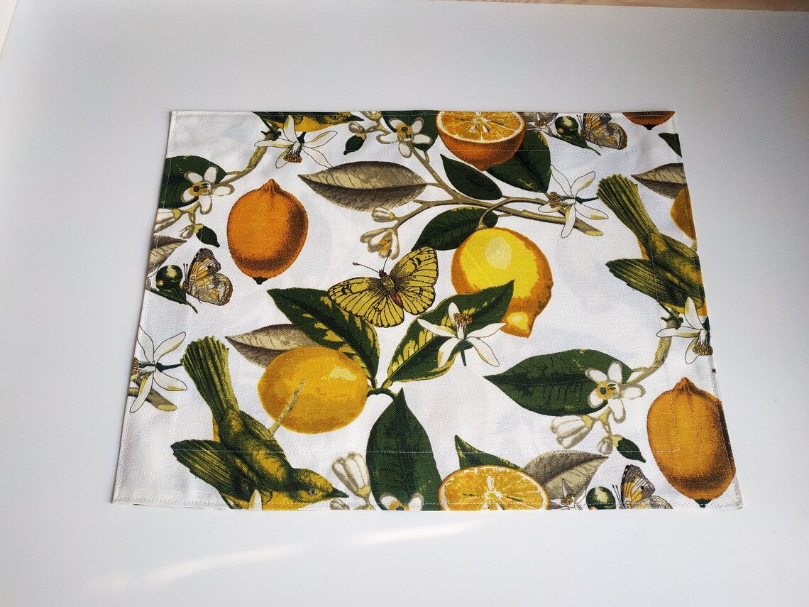 Lemon placemats set of 4 or 2 doublesided placemat with Etsy
