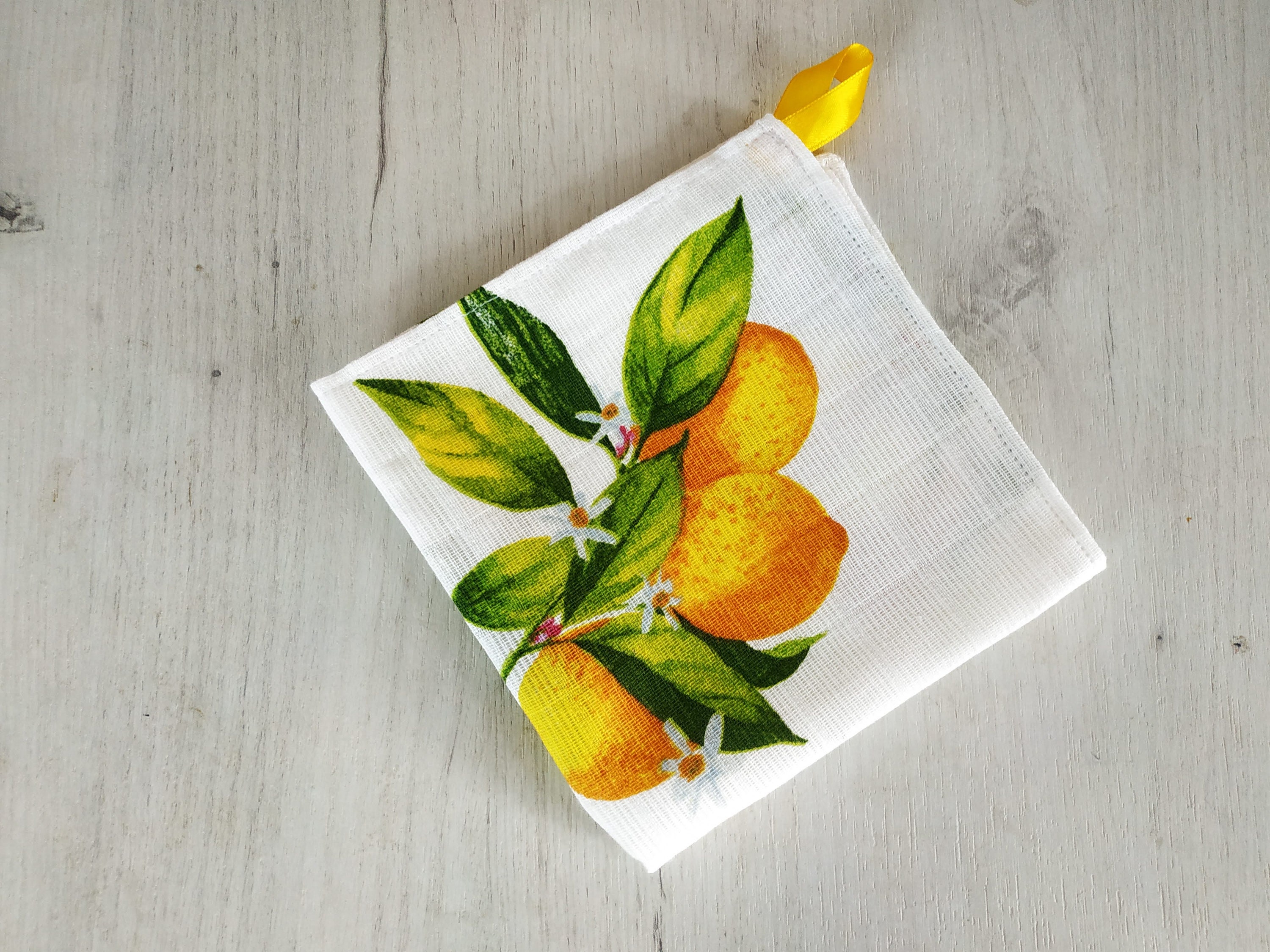 Muslin kitchen towel with lemon print tea towels with lemons Etsy