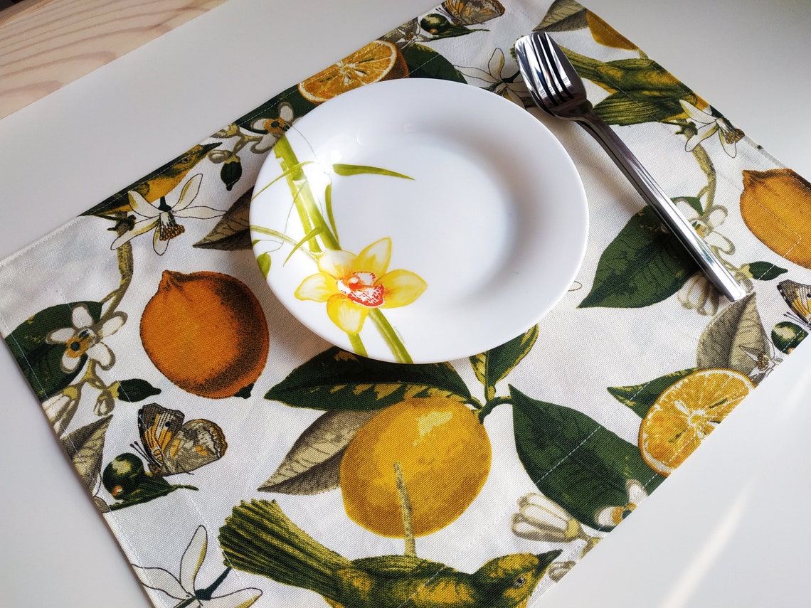 Lemon placemats set of 4 or 2 doublesided placemat with Etsy